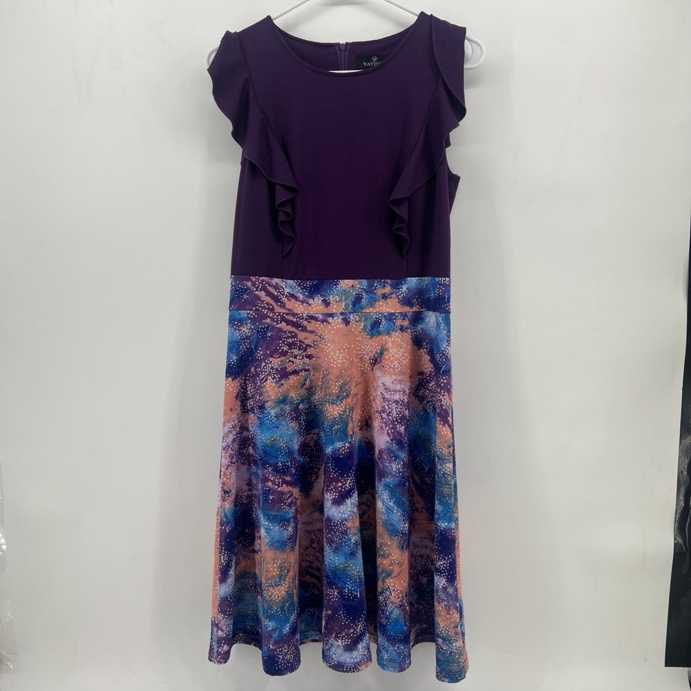 YATHON Women's Vintage Floral Flared A-Line Swing Casual Dresses Size L